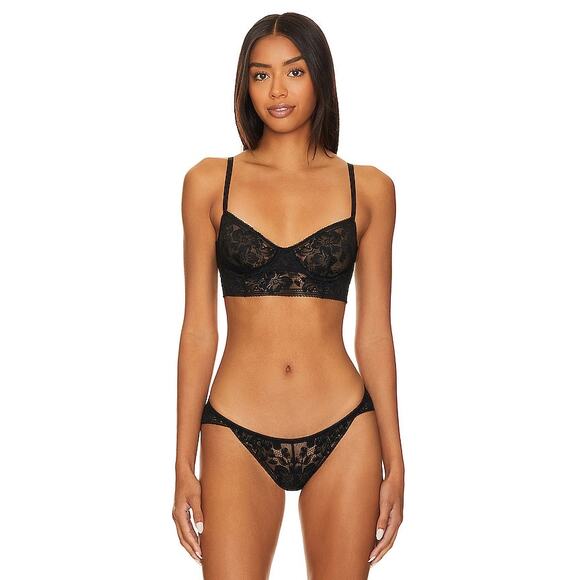 NWT Free People Sorento Demi Lace Longline Underwire Bra Black Noir 32C - Picture 1 of 7